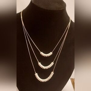 NWOT - Charming Charlie Rose Gold Tone 3 Strand Multilayer Acrylic Bead Necklace